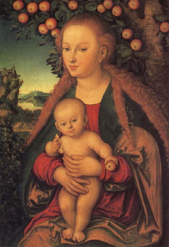 Lucas  Cranach The Virgin and Child under the Apple Tree Spain oil painting art